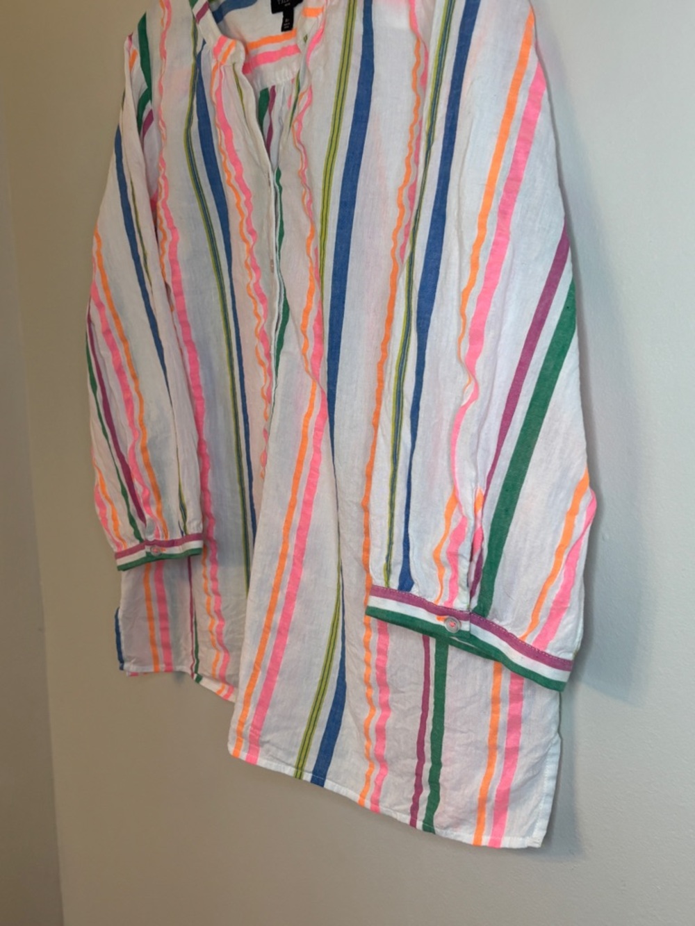 Talbots Neon Multi-Stripe Button Front Tunic - Picture 2 of 8